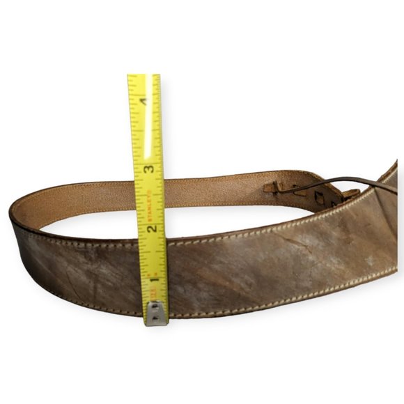 Vintage Banana Republic Save the Tiger 100% Leather Belt with Bone Buckle main image 12